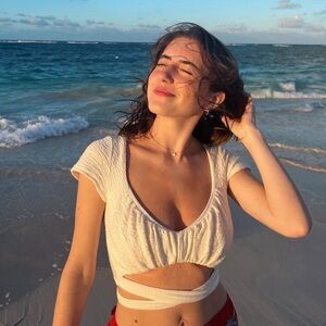 Urban Outfitters Cream Tie Front Crop Top